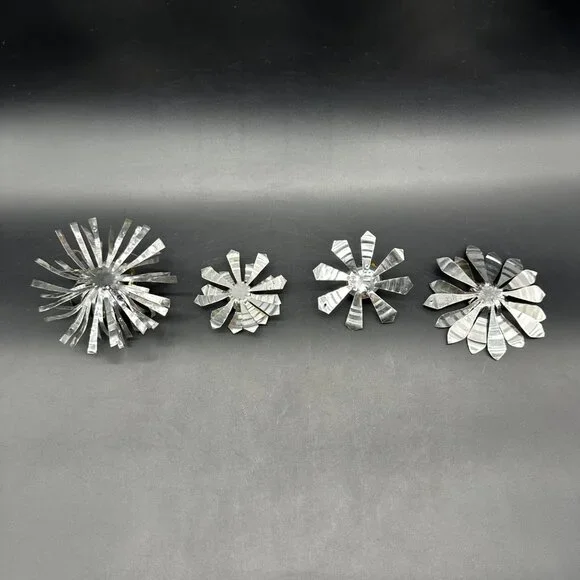 Vintage Atomic Flower Christmas Ornaments Aluminum Handmade Mid Century Modern - Picture 4 of 8